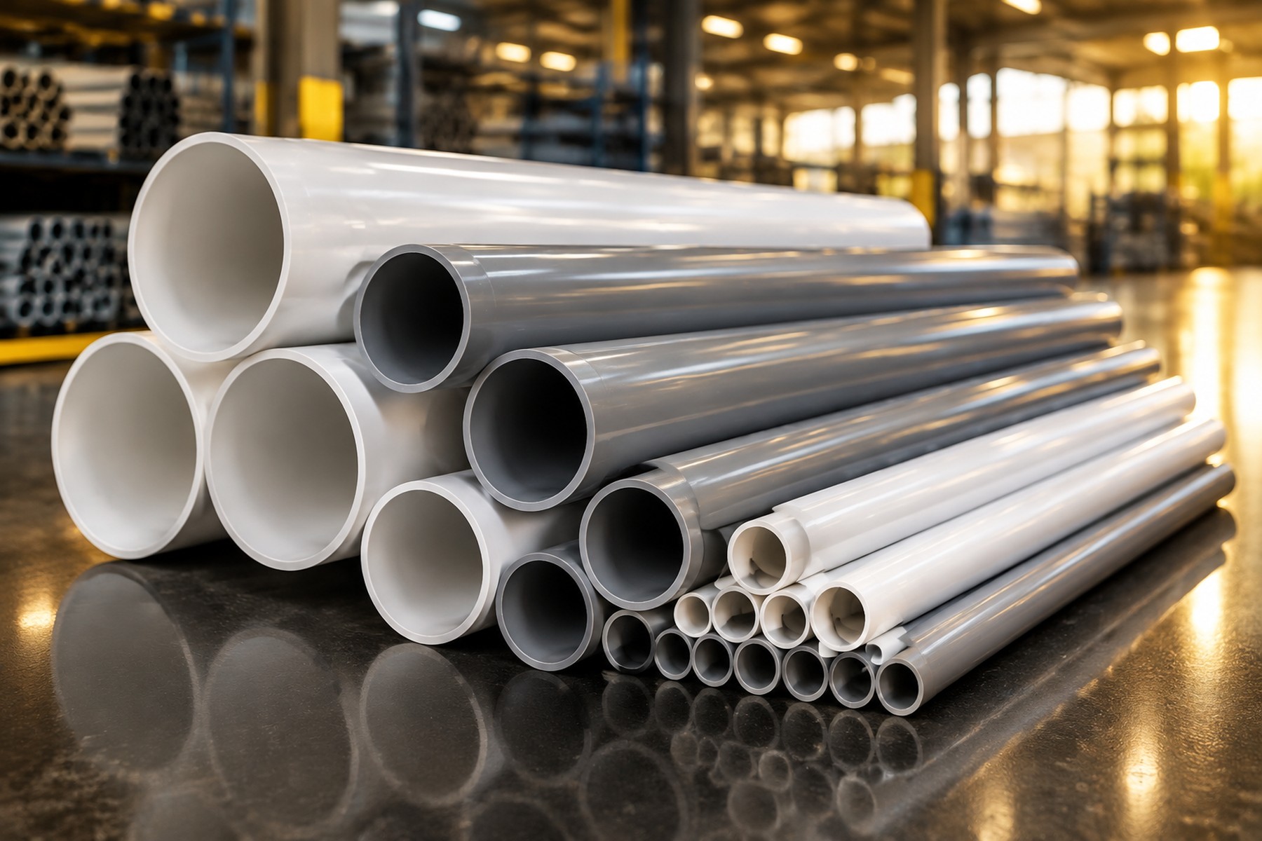 Stacked PVC pipes
